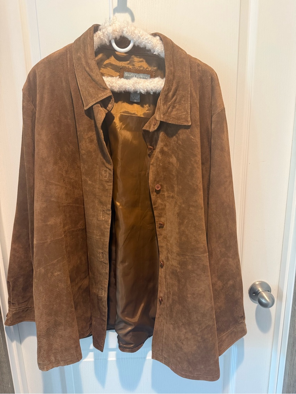 Jessica Holbrook Brown Suede Button-Up women’s jacket size 3XL